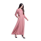 lkoezi-Muslim Clothes Clearance Vestido Maxi de Encaje para Mujer, Manga Larga, Estilo kaftán, Abaya, Falda, Casual, Vestido de Verano