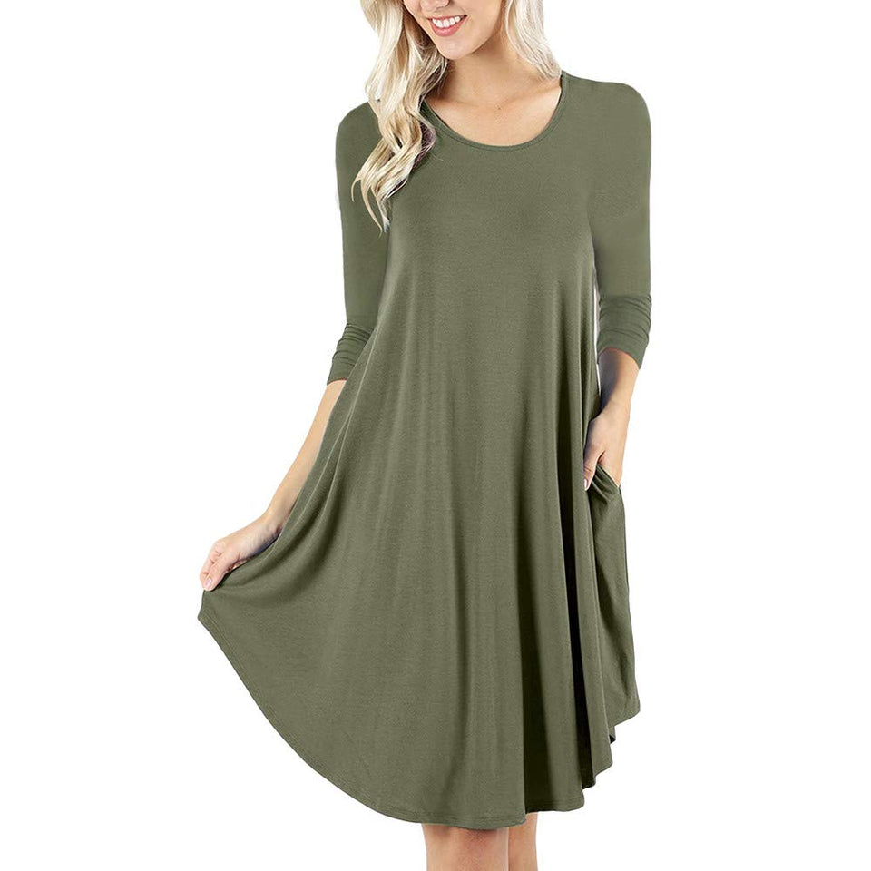 Veepola - Vestido de Noche para Mujer, Estilo Casual, Manga Larga, 5 Colores