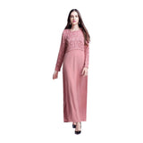 lkoezi-Muslim Clothes Clearance Vestido Maxi de Encaje para Mujer, Manga Larga, Estilo kaftán, Abaya, Falda, Casual, Vestido de Verano