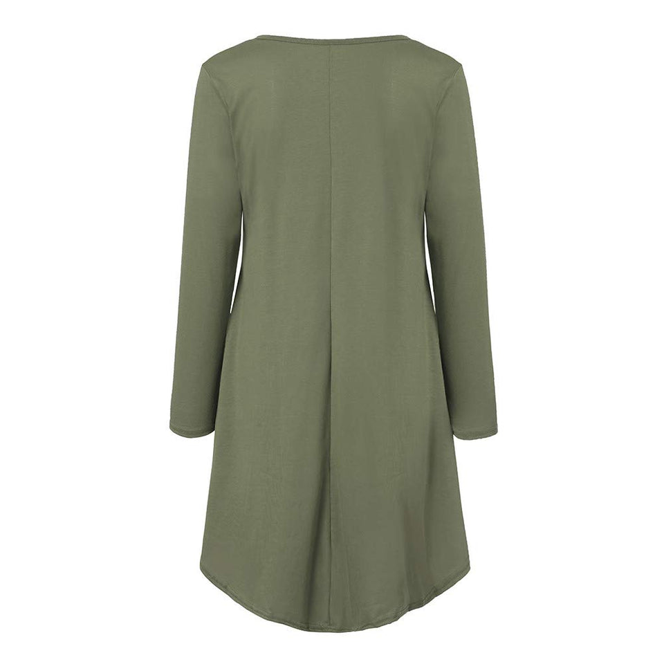 Veepola - Vestido de Noche para Mujer, Estilo Casual, Manga Larga, 5 Colores