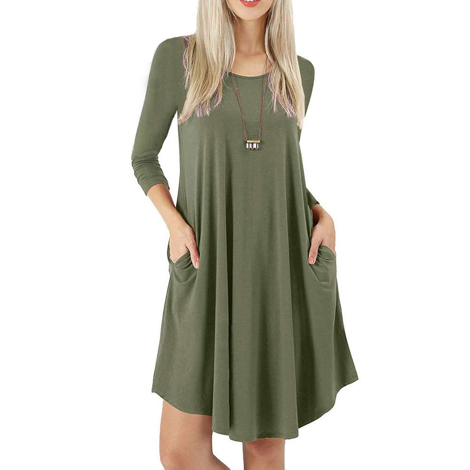 Veepola - Vestido de Noche para Mujer, Estilo Casual, Manga Larga, 5 Colores