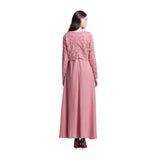 lkoezi-Muslim Clothes Clearance Vestido Maxi de Encaje para Mujer, Manga Larga, Estilo kaftán, Abaya, Falda, Casual, Vestido de Verano