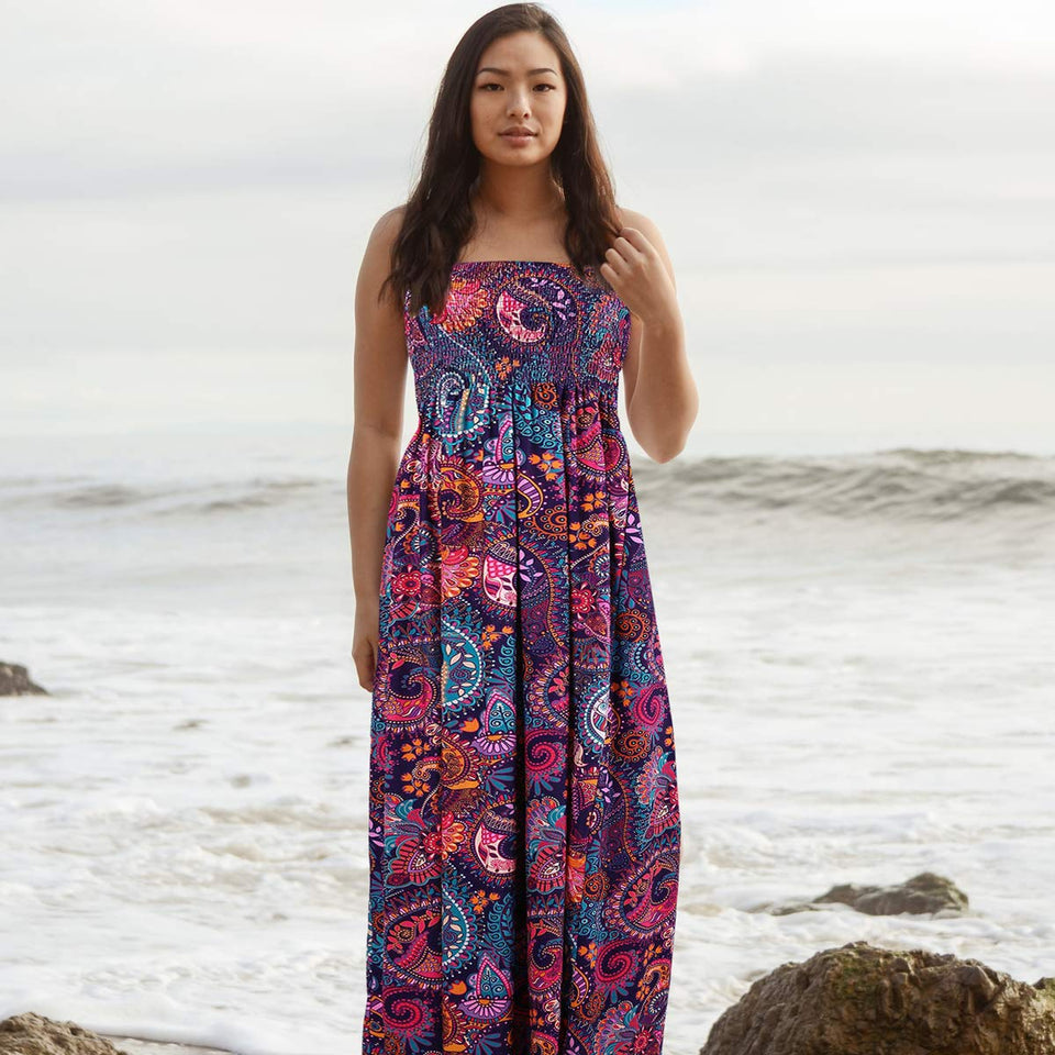 HDE - Mujer sin Tirantes Maxi Vestido Plus tamaño Tubo Superior de Largo Falda Sundress Cover Up