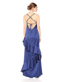 Adrianna Papell - Vestido Largo de satén para Mujer con Cuello en V y Falda