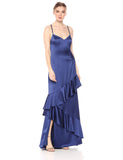 Adrianna Papell - Vestido Largo de satén para Mujer con Cuello en V y Falda