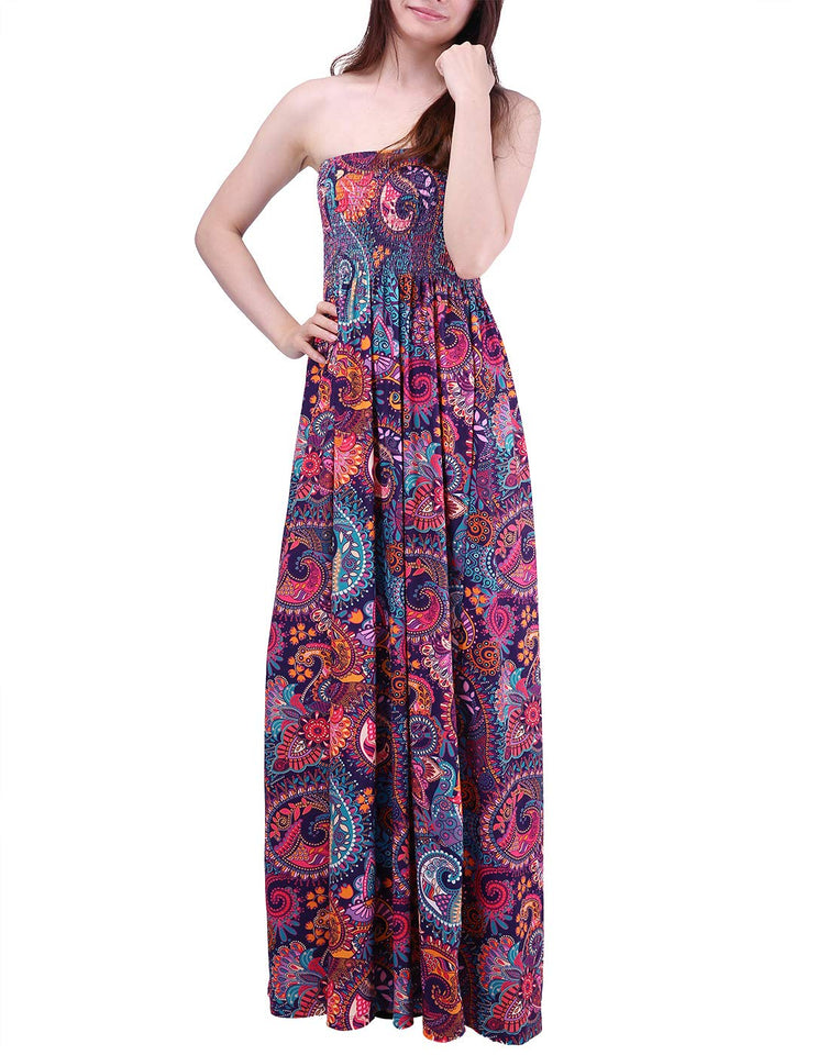 HDE - Mujer sin Tirantes Maxi Vestido Plus tamaño Tubo Superior de Largo Falda Sundress Cover Up