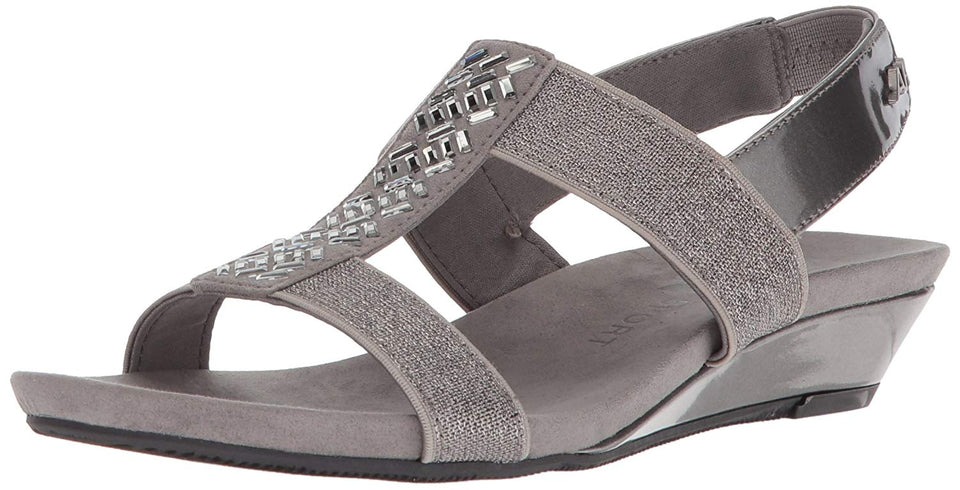 Anne Klein AKIDOLIZE2 Pewter Sandalias con Correa de Tobillo para Mujer
